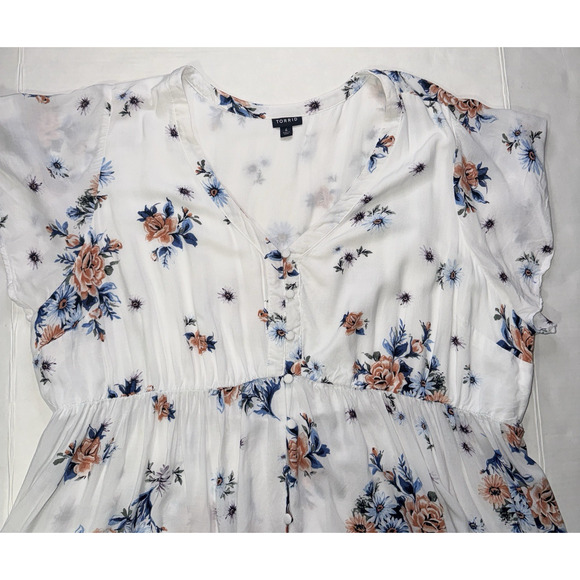 Torrid Womens 4X Top Babydoll Challis Button Floral Flowy Lightweight Casual - Picture 3 of 12